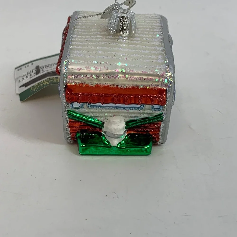 Old World Christmas Travel‎ Trailer Camper RV Ornament Red Green White